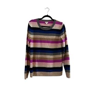 J.Crew| Multicolor Striped Lambswool Blend Scoop Neck Sweater F8987, L